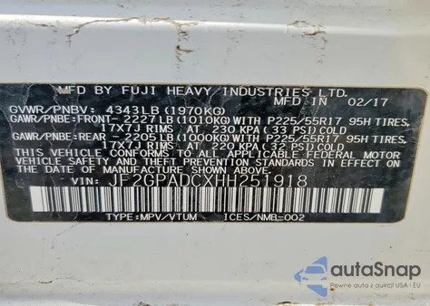 2017 Subaru Crosstrek Premium из США, поврежденный, VIN JF2GPADCXHH251918